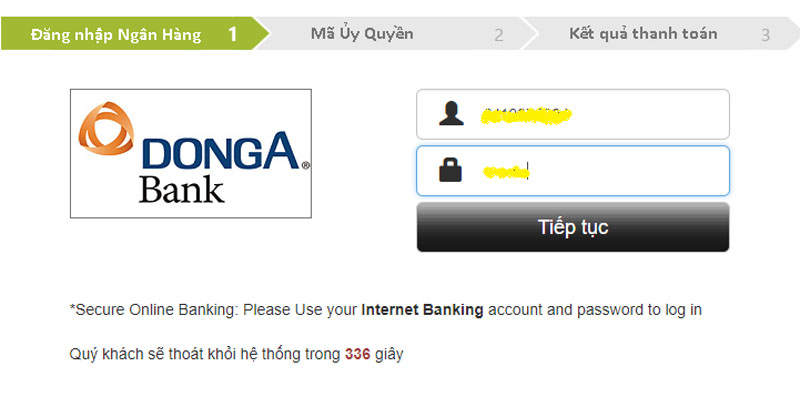 Đăng nhập tài khoản và mật khẩu Internet Banking